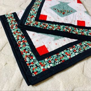 Vintage Handmade patchwork quilt strawberry motif